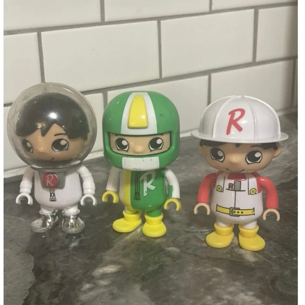 Ryan’s World Action Figures White Astronaut Green Race Car Driver Construction